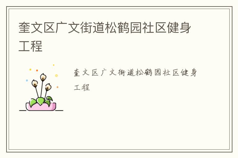 奎文區(qū)廣文街道松鶴園社區(qū)健身工程