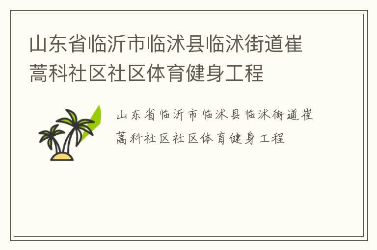 山東省臨沂市臨沭縣臨沭街道崔蒿科社區(qū)社區(qū)體育健身工程