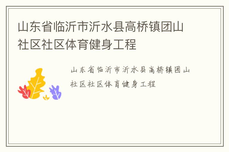 山東省臨沂市沂水縣高橋鎮(zhèn)團山社區(qū)社區(qū)體育健身工程