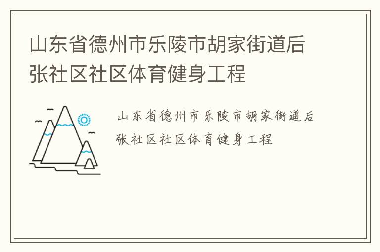 山東省德州市樂陵市胡家街道后張社區(qū)社區(qū)體育健身工程