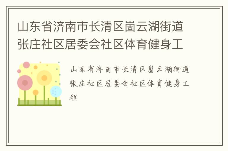 山東省濟(jì)南市長(zhǎng)清區(qū)崮云湖街道張莊社區(qū)居委會(huì)社區(qū)體育健身工程