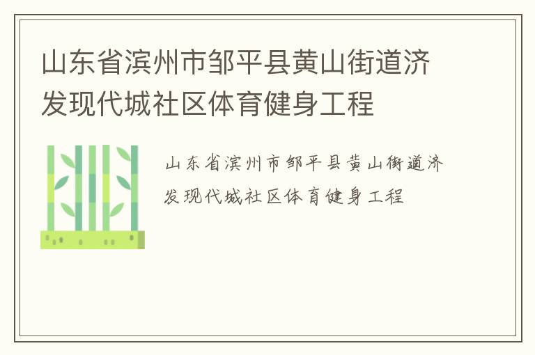 山東省濱州市鄒平縣黃山街道濟發(fā)現(xiàn)代城社區(qū)體育健身工程