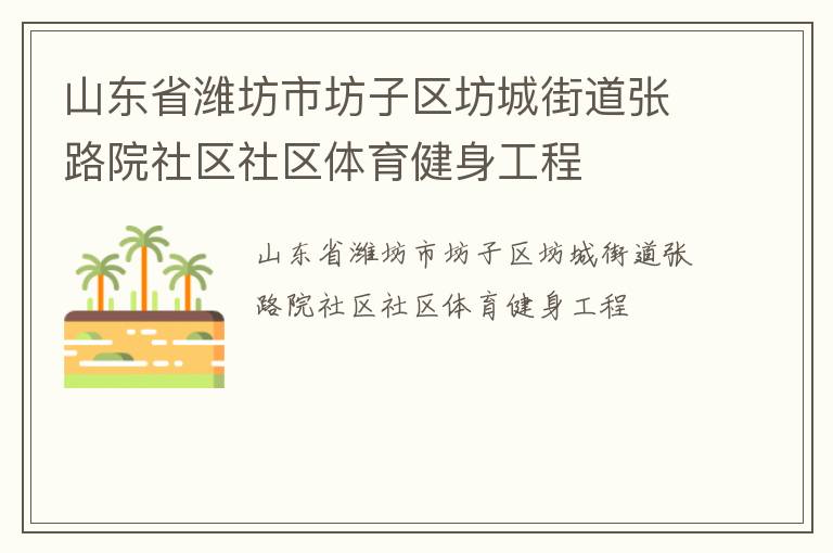山東省濰坊市坊子區(qū)坊城街道張路院社區(qū)社區(qū)體育健身工程