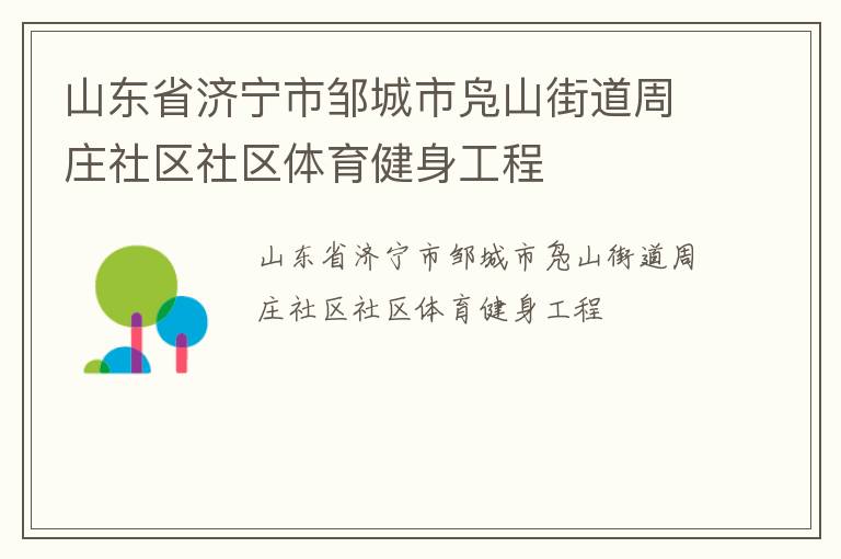 山東省濟(jì)寧市鄒城市鳧山街道周莊社區(qū)社區(qū)體育健身工程