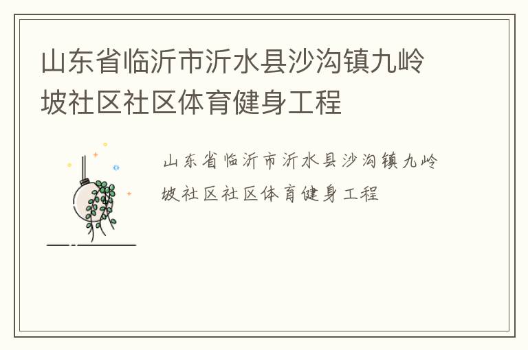 山東省臨沂市沂水縣沙溝鎮(zhèn)九嶺坡社區(qū)社區(qū)體育健身工程