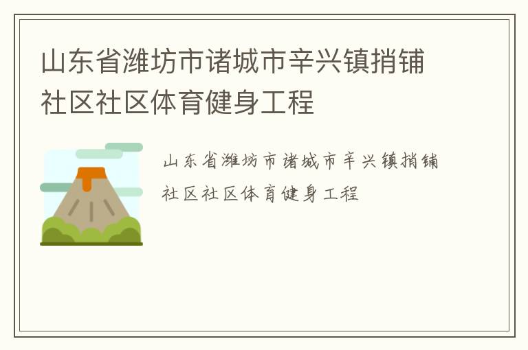 山東省濰坊市諸城市辛興鎮(zhèn)捎鋪社區(qū)社區(qū)體育健身工程