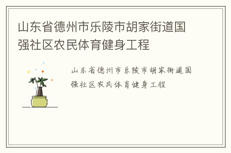 山東省德州市樂陵市胡家街道國強社區(qū)農(nóng)民體育健身工程