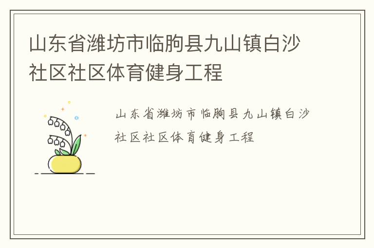 山東省濰坊市臨朐縣九山鎮(zhèn)白沙社區(qū)社區(qū)體育健身工程