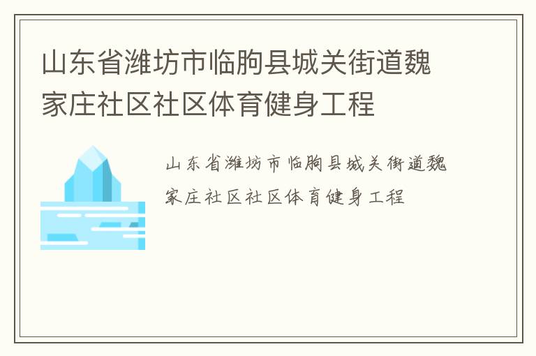 山東省濰坊市臨朐縣城關(guān)街道魏家莊社區(qū)社區(qū)體育健身工程