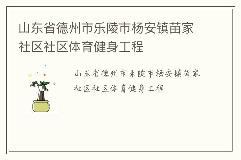 山東省德州市樂陵市楊安鎮(zhèn)苗家社區(qū)社區(qū)體育健身工程
