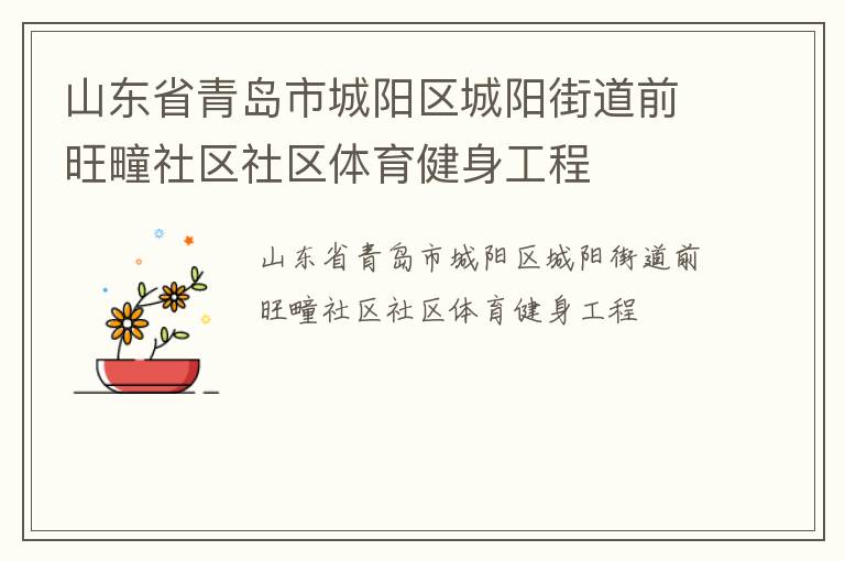 山東省青島市城陽區(qū)城陽街道前旺疃社區(qū)社區(qū)體育健身工程