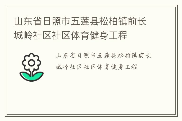 山東省日照市五蓮縣松柏鎮(zhèn)前長(zhǎng)城嶺社區(qū)社區(qū)體育健身工程