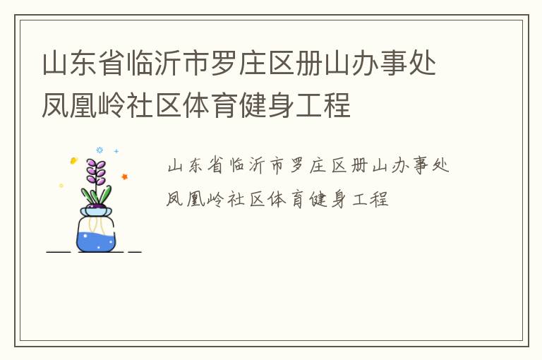 山東省臨沂市羅莊區(qū)冊(cè)山辦事處鳳凰嶺社區(qū)體育健身工程