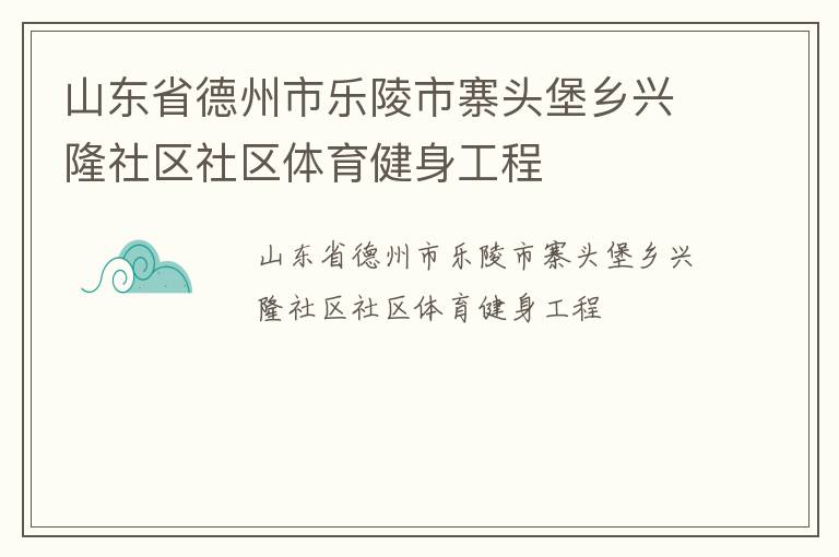 山東省德州市樂陵市寨頭堡鄉(xiāng)興隆社區(qū)社區(qū)體育健身工程