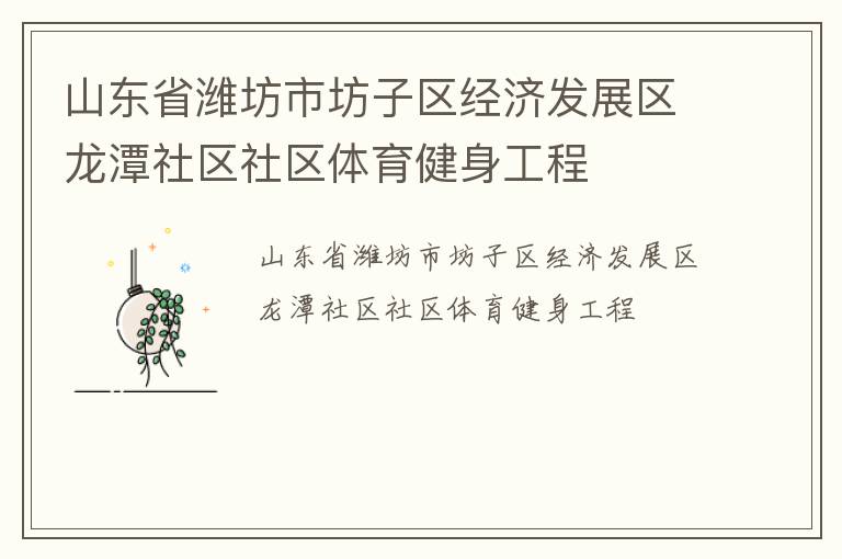 山東省濰坊市坊子區(qū)經(jīng)濟(jì)發(fā)展區(qū)龍?zhí)渡鐓^(qū)社區(qū)體育健身工程