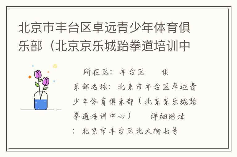 北京市豐臺區(qū)卓遠青少年體育俱樂部（北京京樂城跆拳道培訓(xùn)中心）