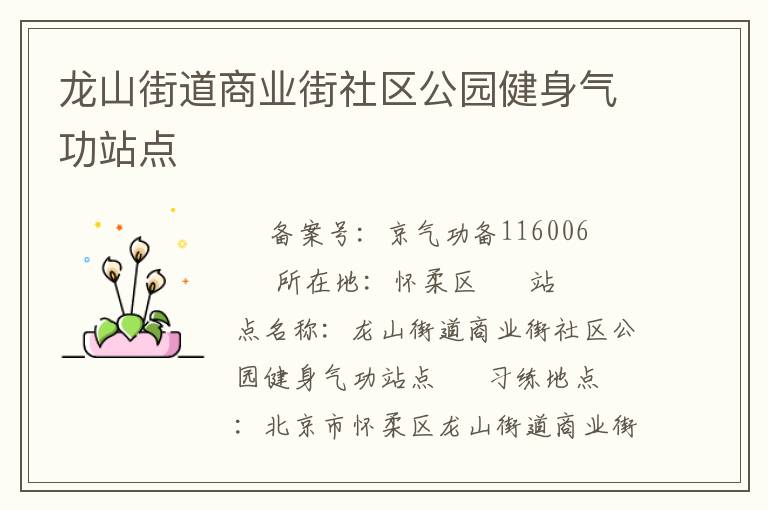 龍山街道商業(yè)街社區(qū)公園健身氣功站點(diǎn)