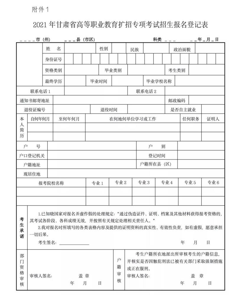 2021年甘肅省高等職業(yè)教育擴(kuò)招專項考試網(wǎng)上報名時間確定